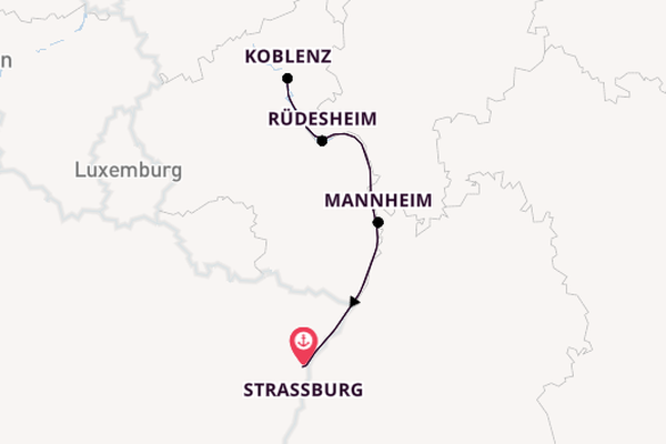 Rhein ab Straßburg, Frankreich auf der MS Gérard Schmitter