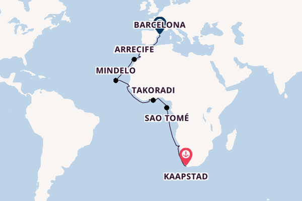 Afrika vanaf Kaapstad, Zuid-Afrika met de Seven Seas Navigator