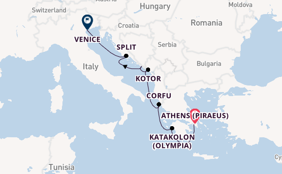 Eastern Mediterranean from Athens (Piraeus), Greece with the Viking Jupiter