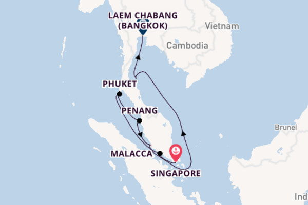 South East Asia from Singapore, Singapore with the Silver Whisper