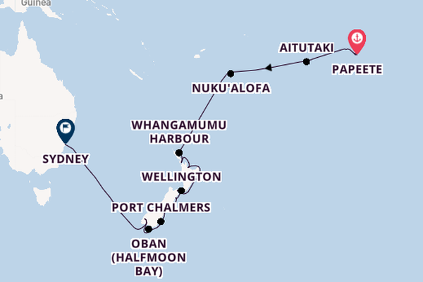Australia and New Zealand from Papeete, Tahiti, French Polynesia with the Seabourn Quest