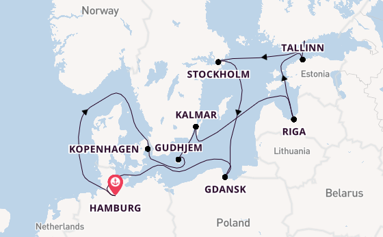 Europa vanaf Hamburg, Duitsland met de MS EUROPA