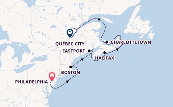 East Coast USA from Philadelphia, Pennsylvania, USA with the Norwegian Dawn