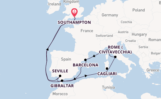 Western Mediterranean from Southampton, England with the Celebrity Apex