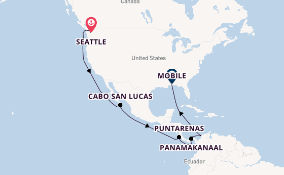 Midden-Amerika vanaf Seattle, Verenigde Staten met de Carnival Spirit