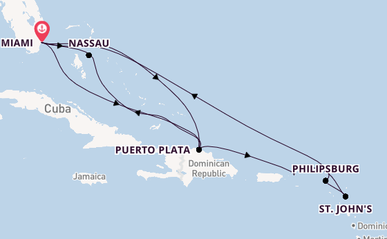 Caribbean vanaf Miami, Verenigde Staten met de MSC Seashore