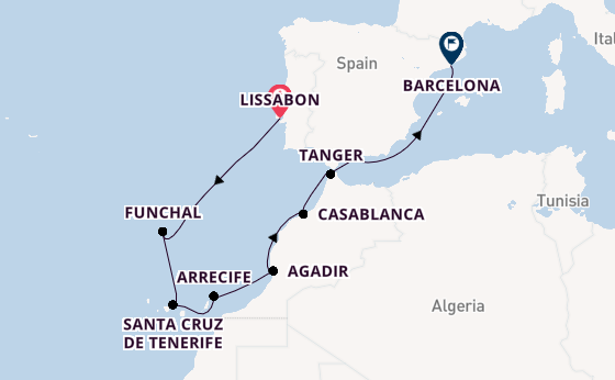 Noord-Afrika vanaf Lissabon, Portugal met de Seven Seas Voyager