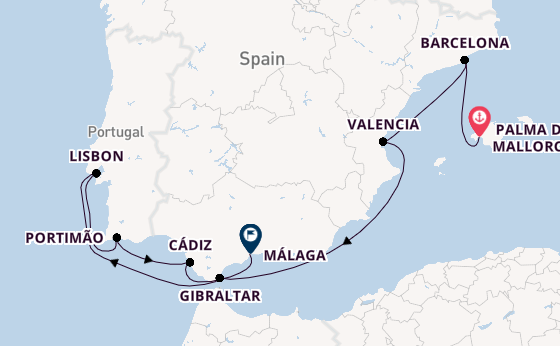 Western Mediterranean from Palma de Mallorca, Spain with the EUROPA