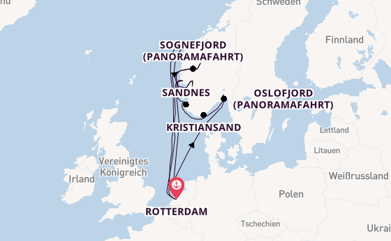 Norwegen ab Rotterdam, Niederlande auf der Rotterdam
