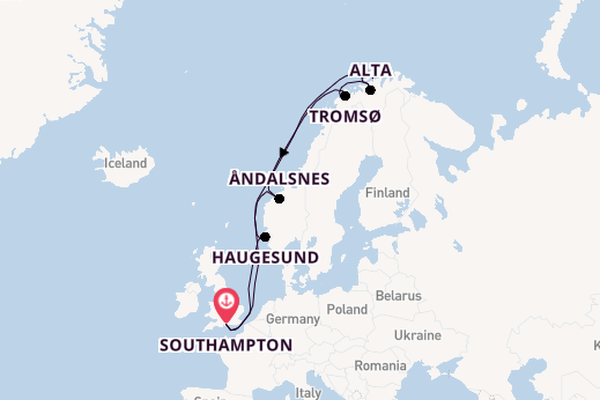 Norway from Southampton, England with the Aurora