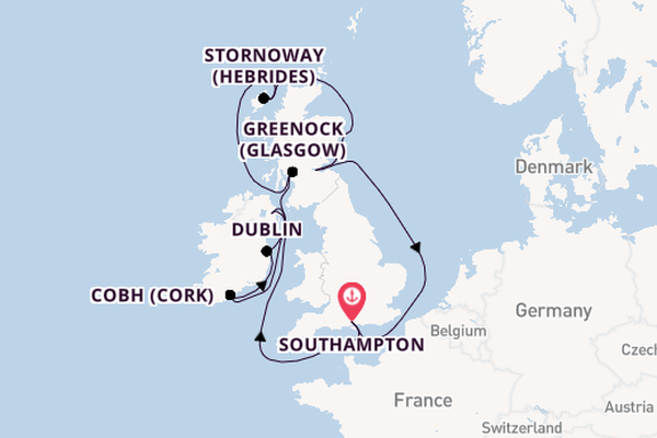 British Isles from Southampton, England with the Norwegian Sky