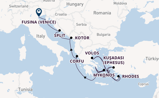 Eastern Mediterranean from Piraeus (Athens), Greece with the EXPLORA I