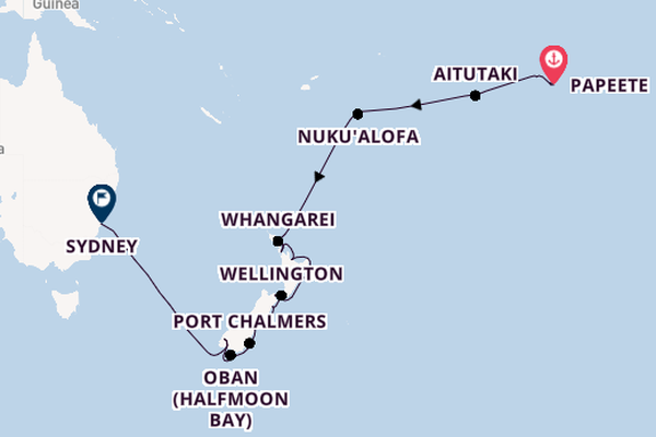 Australië en Nieuw-Zeeland vanaf Papeete, Frans-Polynesië met de Seabourn Quest