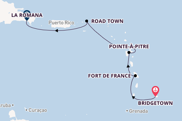 Caribbean vanaf Bridgetown, Barbados met de MSC Opera