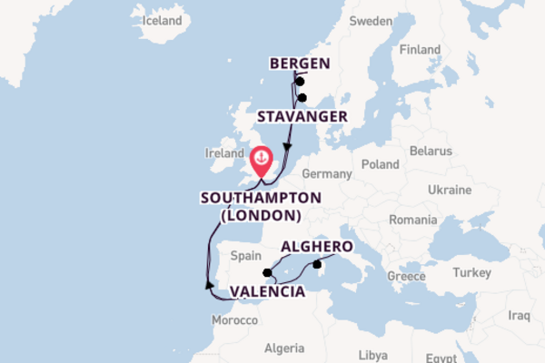 Western Mediterranean from Southampton (London), England, United Kingdom with the Sky Princess 