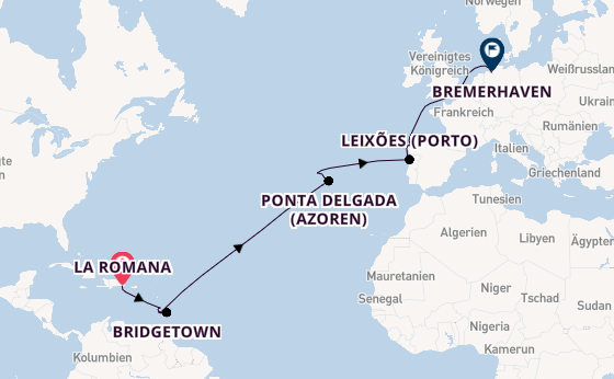 Karibik ab La Romana, Dominikanische Republik auf der Mein Schiff 2