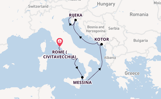 Mediterranean Sea from Rome (Civitavecchia), Italy with the Seven Seas Prestige