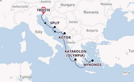 Eastern Mediterranean from Trieste, Italy with the Seven Seas Voyager