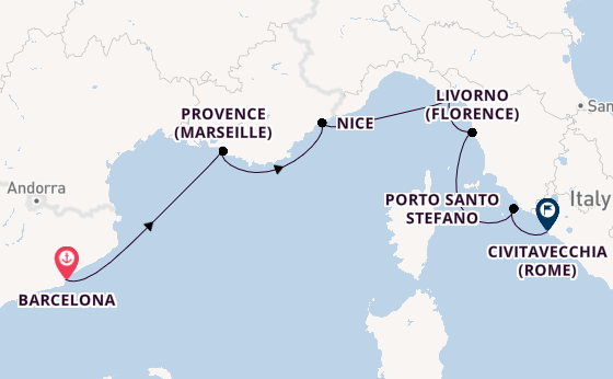Westelijke Middellandse Zee vanaf Barcelona, Spanje met de Azamara Onward