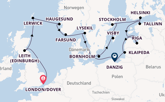 Vereinigtes Königreich ab London/Dover, Großbritannien auf der Seabourn Quest