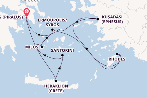 Eastern Mediterranean from Athens (Piraeus), Greece with the Silver Nova