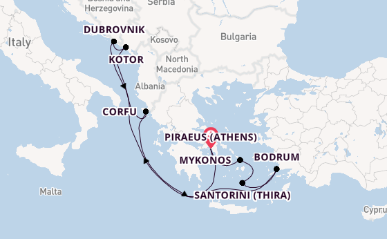 Eastern Mediterranean from Piraeus (Athens), Greece with the Scarlet Lady