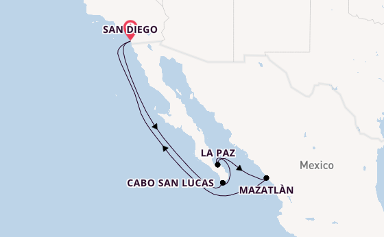 Mexicaanse Riviera vanaf San Diego, Verenigde Staten met de Zuiderdam