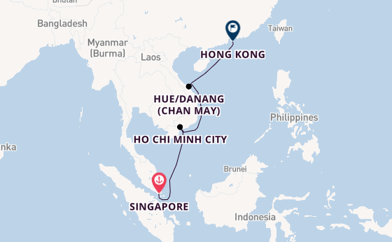 Southeast Asia from Singapore, Singapore with the Azamara Pursuit