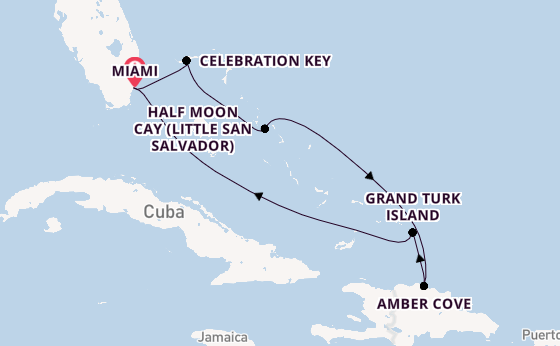 Caribbean from Miami, Florida, USA with the Carnival Celebration