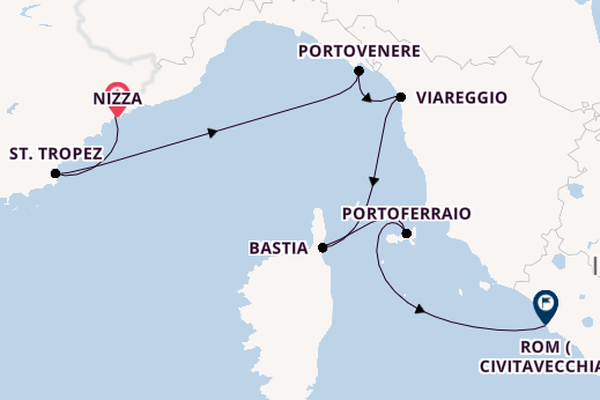 Westliches Mittelmeer ab Nizza, Frankreich auf der SEA CLOUD II