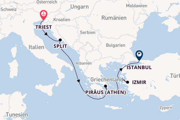 Mittelmeer ab Triest, Italien auf der MSC Splendida