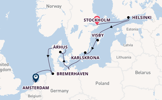 Europa vanaf Stockholm, Zweden met de Seven Seas Mariner
