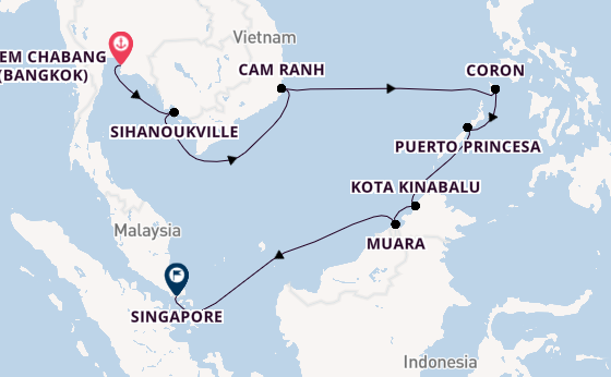 Zuidoost-Azië vanaf Laem Chabang (Bangkok), Thailand met de Nautica