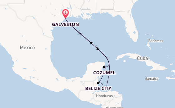 Western Caribbean from Galveston, Texas, USA with the Carnival Breeze