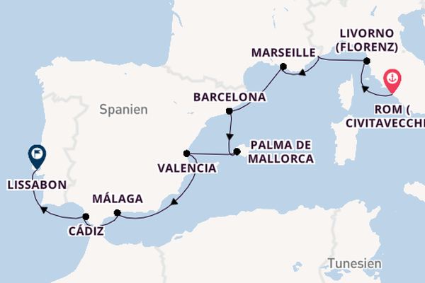 Westliches Mittelmeer ab Rom (Civitavecchia), Italien auf der Silver Ray