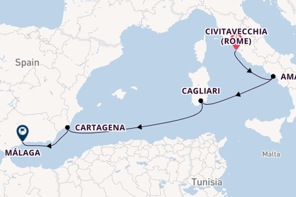 Westelijke Middellandse Zee vanaf Civitavecchia (Rome), Italië met de EXPLORA II
