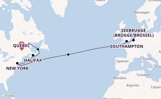 Transatlantik ab Québec, Kanada auf der Queen Mary 2