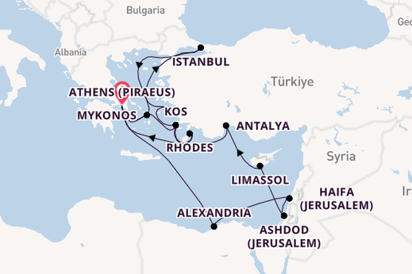 Eastern Mediterranean from Athens (Piraeus), Greece with the Nieuw Amsterdam