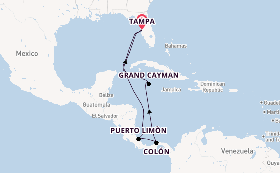 Central America from Tampa, Florida, USA with the Carnival Spirit