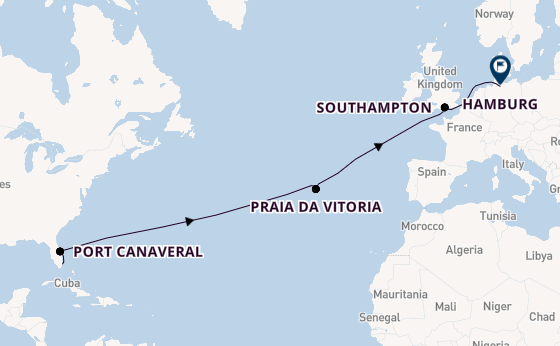 Transatlantic from Fort Lauderdale (Port Everglades), Florida, USA with the Queen Anne