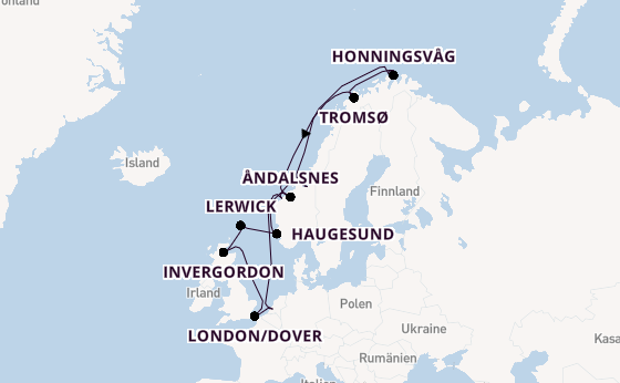 Norwegen ab Rotterdam, Niederlande auf der Nieuw Statendam