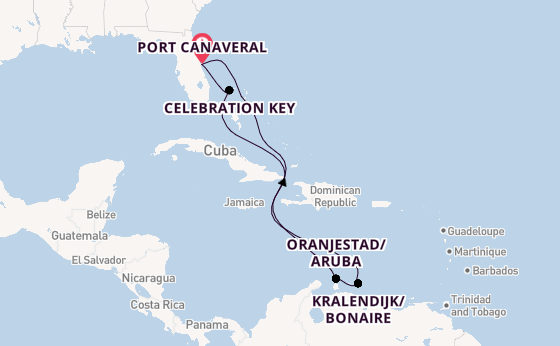 Caribbean from Port Canaveral, Florida, USA with the Carnival Festivale