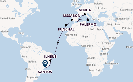 trans-Atlantisch vanaf Civitavecchia (Rome), Italië met de MSC Musica