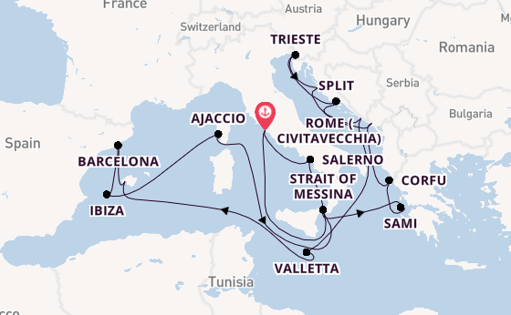 Mediterranean Sea from Rome (Civitavecchia), Italy with the Queen Victoria