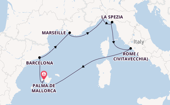 Western Mediterranean from Palma de Mallorca, Spain with the MSC Grandiosa