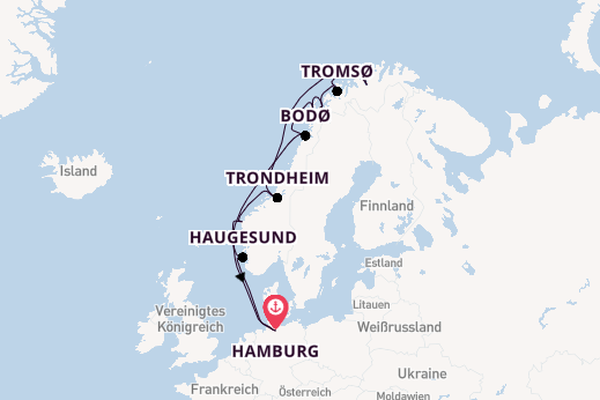 Norwegen ab Hamburg, Deutschland auf AIDAmar