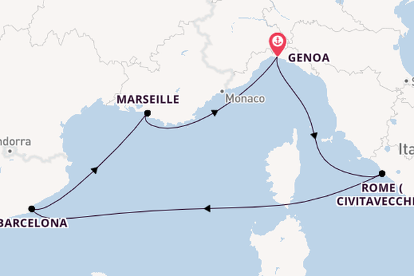 Western Mediterranean from Genoa, Italy with the MSC Poesia