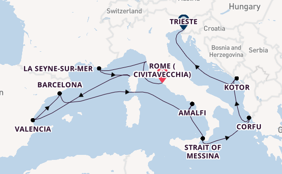 Western Mediterranean from Rome (Civitavecchia), Italy with the Queen Victoria