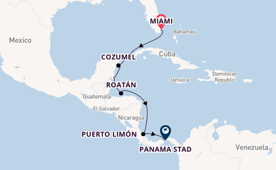 Midden-Amerika vanaf Miami, Verenigde Staten met de Marina