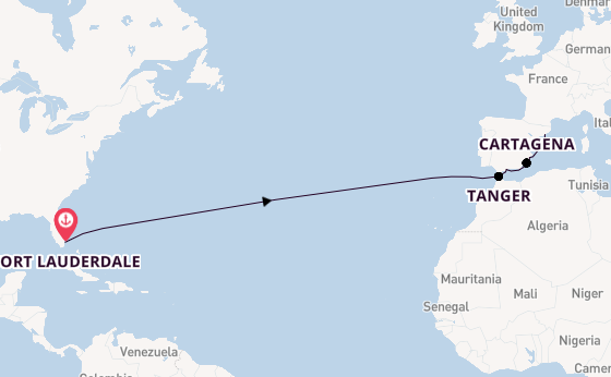 trans-Atlantisch vanaf Fort Lauderdale, Verenigde Staten met de Oosterdam